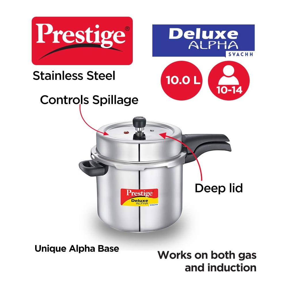 Prestige PRASV10 Pressure Cooker, 10 Liter, SILVER: Home & Kitchen