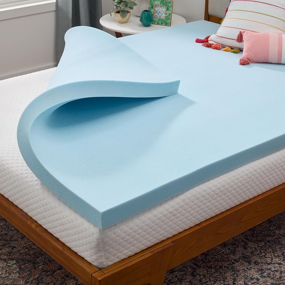 LINENSPA Memory Foam Mattress Topper - 3 Inch Gel Infused Memory Foam - Plush Feel - Cooling and Pressure Relieving - CertiPUR Certified - Dorm Room Essentials - California King Size : Home & Kitchen