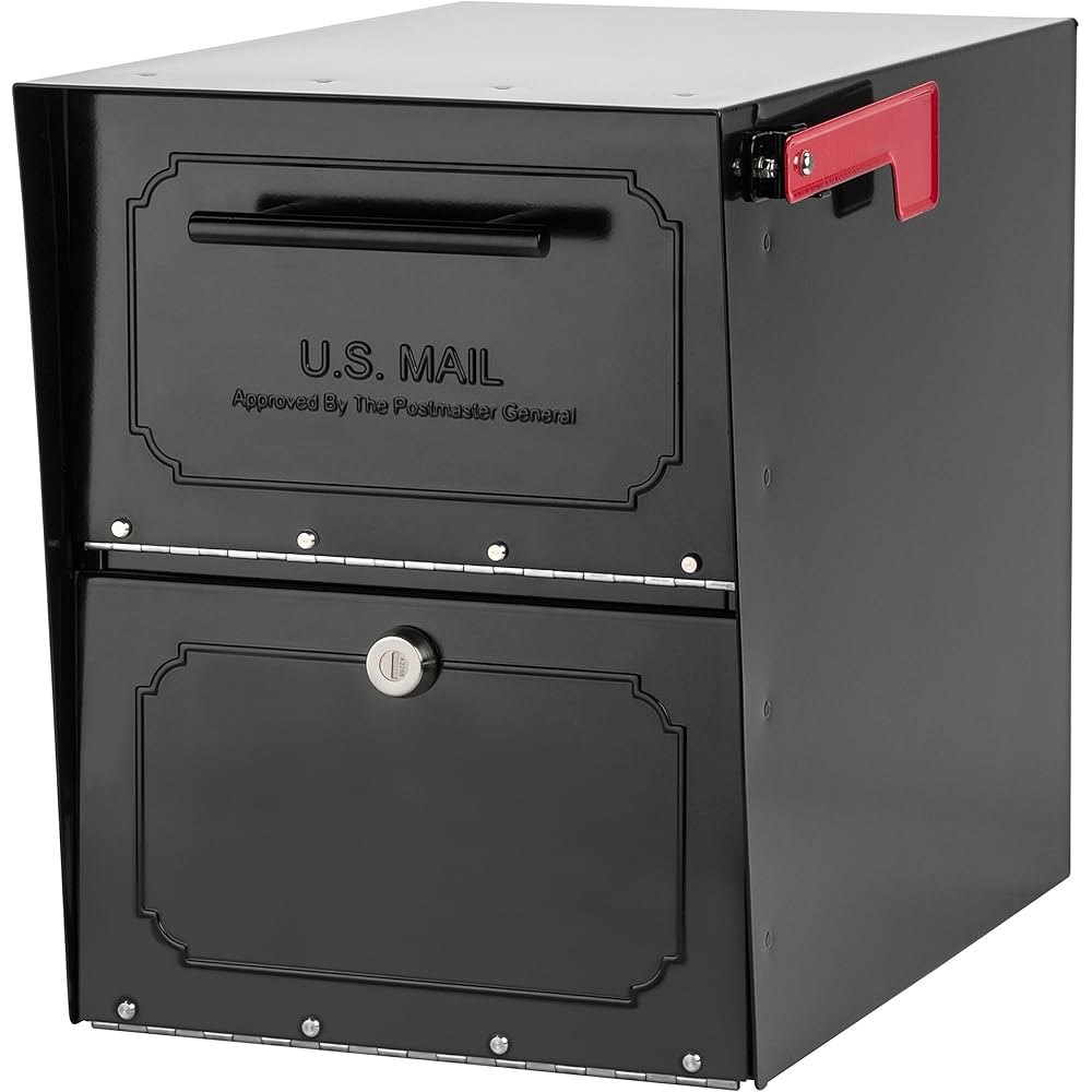 Architectural Mailboxes 6200B-10 Oasis Classic Locking Post Mount Parcel Mailbox with High Security Reinforced Lock,Black,18.00 x 15.00 x 11.50 inches : Tools & Home Improvement