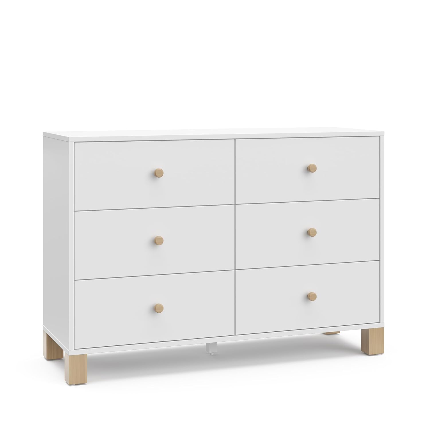 Storkcraft California 6-Drawer Double Dresser (White with Driftwood) - GREENGUARD Gold Certified, Interlocking Drawer System, Dresser Drawer Organizer for Kids Bedroom : Everything Else