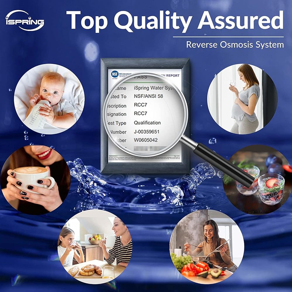 iSpring RCC7, NSF Certified, High Capacity Under Sink 5-Stage Reverse Osmosis Water Filter, RO Drinking System, 75 GPD, Brushed Nickel Faucet, Patented Top-Mounted Faucet Design for Easy Installation - Undersink Water Filtration Systems -