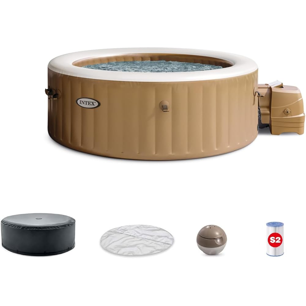 : INTEX 28425EH PureSpa Bubble Massage Spa Set Outdoor Inflatable Portable Hot Tub, Includes Energy Efficient Spa Cover, Saltwater System Ready, 4 Person, 77in x 28in : Patio, Lawn & Garden