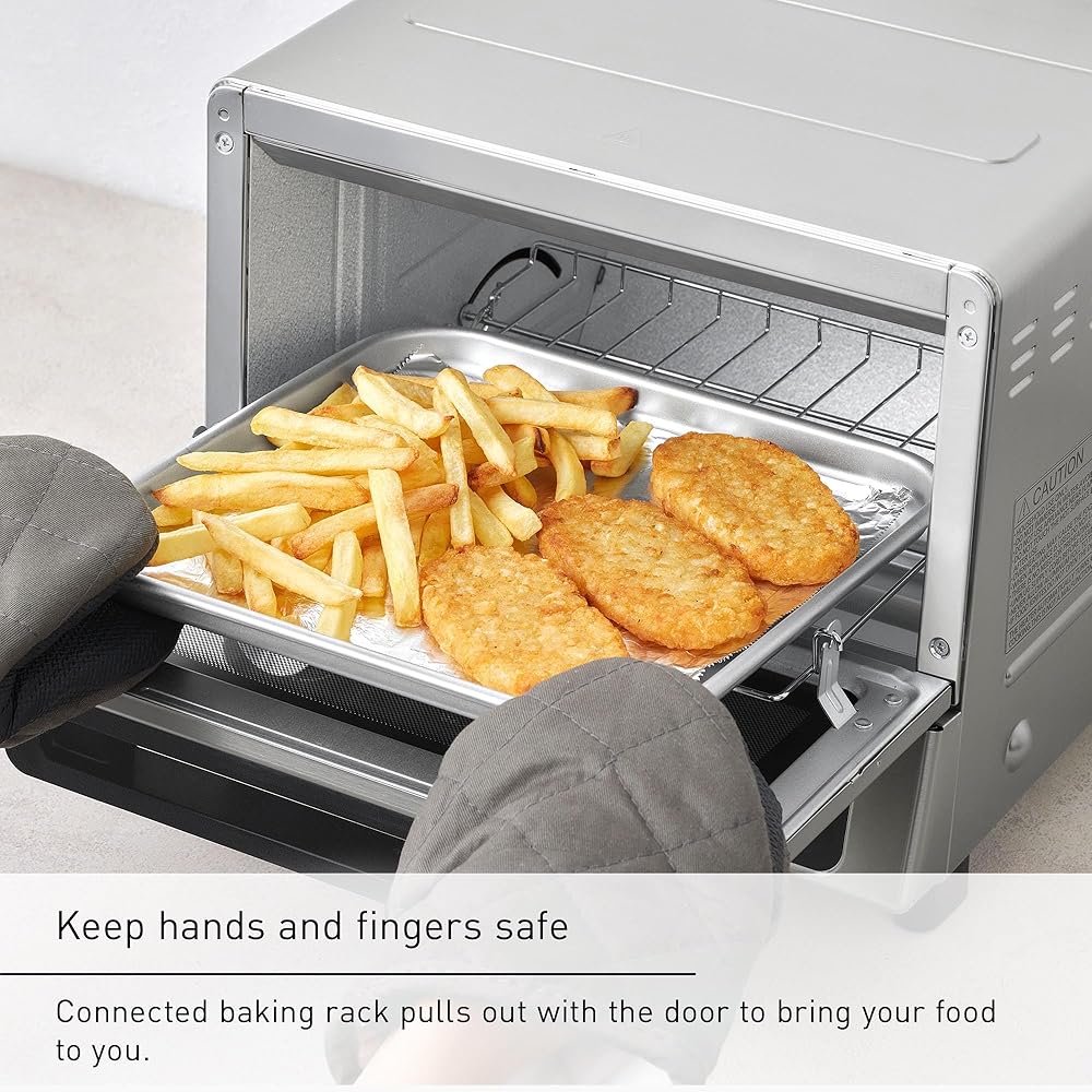 Panasonic FlashXpress Toaster Oven Countertop, 4-Slice Compact Size w/Double Infrared Heating, PFAS-free, 6 Auto Cook Options & Precise Temperature Control, 1300W - NB-G200P (Stainless Steel) : Home & Kitchen
