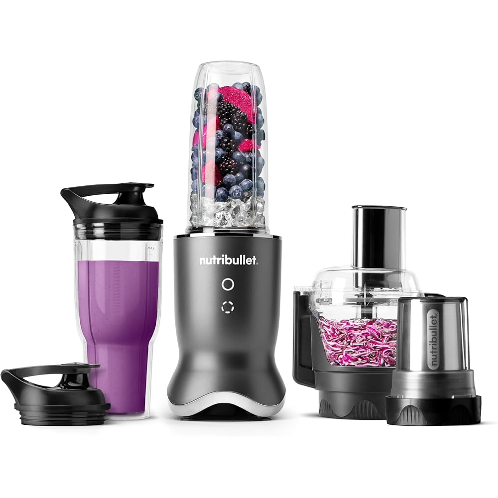 nutribullet® Ultra Plus+ 3-1 Compact Kitchen System, 1200W Kitchen System with Blender, Food Processor, and Coffee and Spice Grinder, 32oz and 24oz Blending Cups, 2-Cup Food Processor, Gunmetal Gray