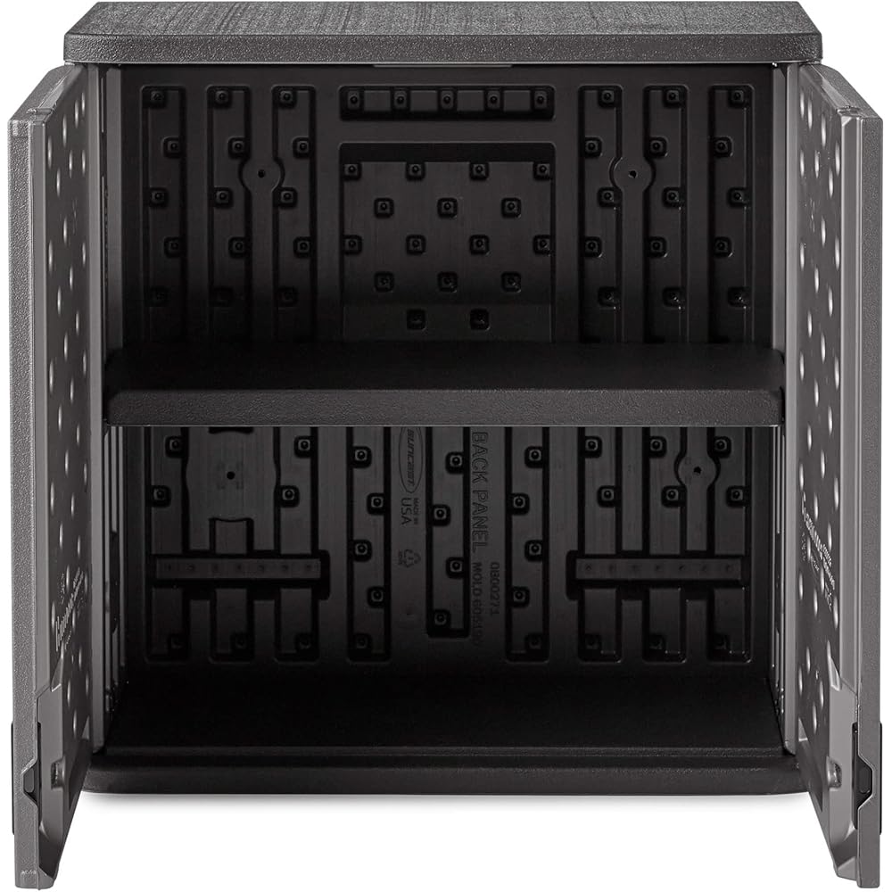 Suncast 4 Cubic Feet Resin Single Shelf Garage Wall Storage Cabinet, Platinum -