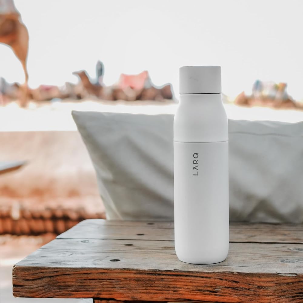 LARQ Bottle PureVis 25 oz - Self-Cleaning and Insulated Stainless Steel Water Bottle with UV Water Purifier and Award-winning Design | Reusable & Travel Friendly, Granite White : Sports & Outdoors