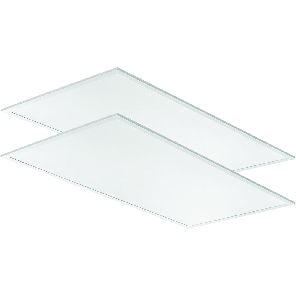 Lithonia Lighting CPX 2x4 LED Flat Panel Light, 2 Ft. x 4 Ft. LED Light Panel, Ceiling Lighting Fixture, 4000/5000/6000 Adjustable Lumens, 3500K/4000K/5000K CCT, Smooth Satin Lens, White (2-Pack) -