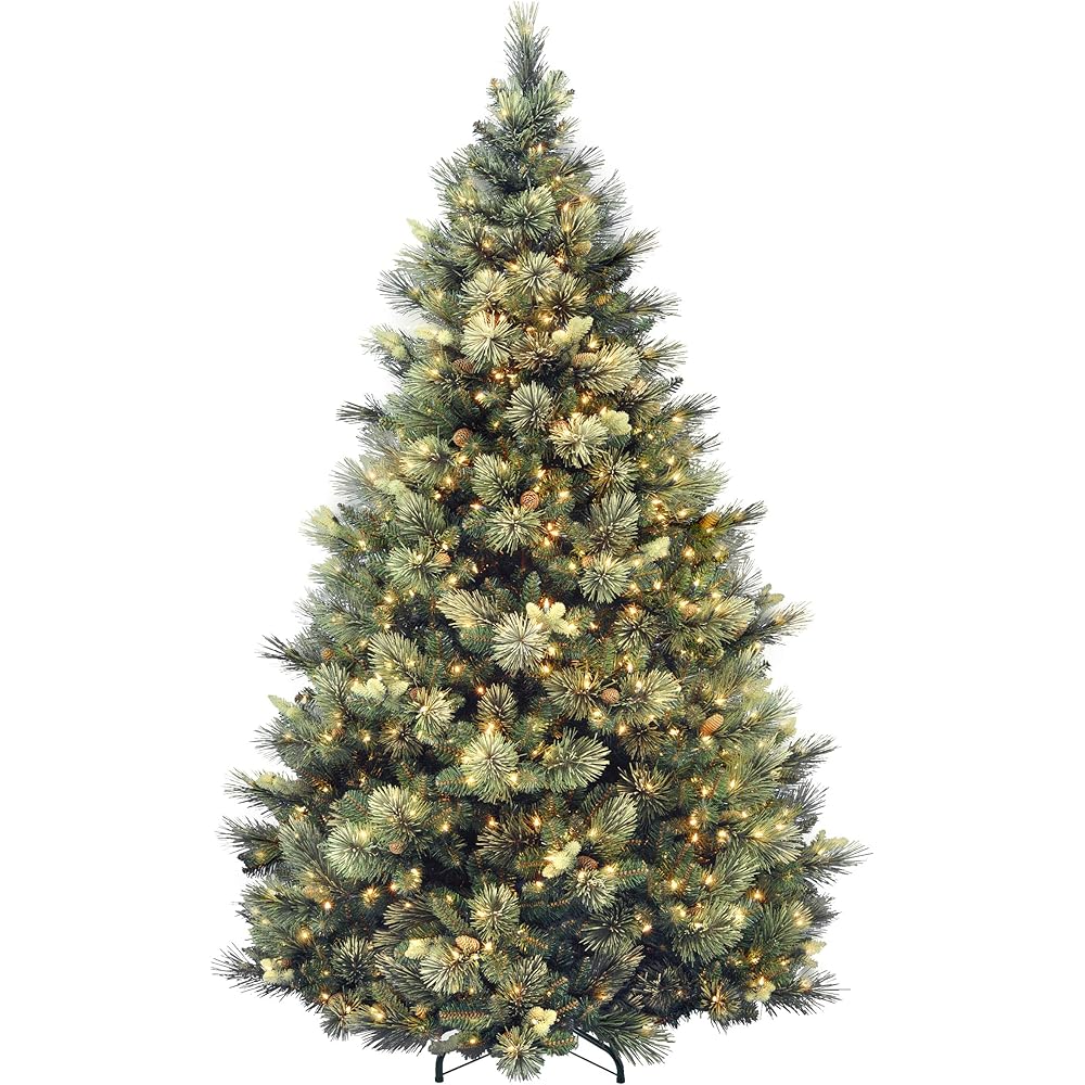 National Tree Company Carolina Pine 7.5 Foot Artificial Holiday Prelit Christmas Tree w/750 Clear Lights, Pinecones, 1399 Branch Tips and Metal Stand : Home & Kitchen