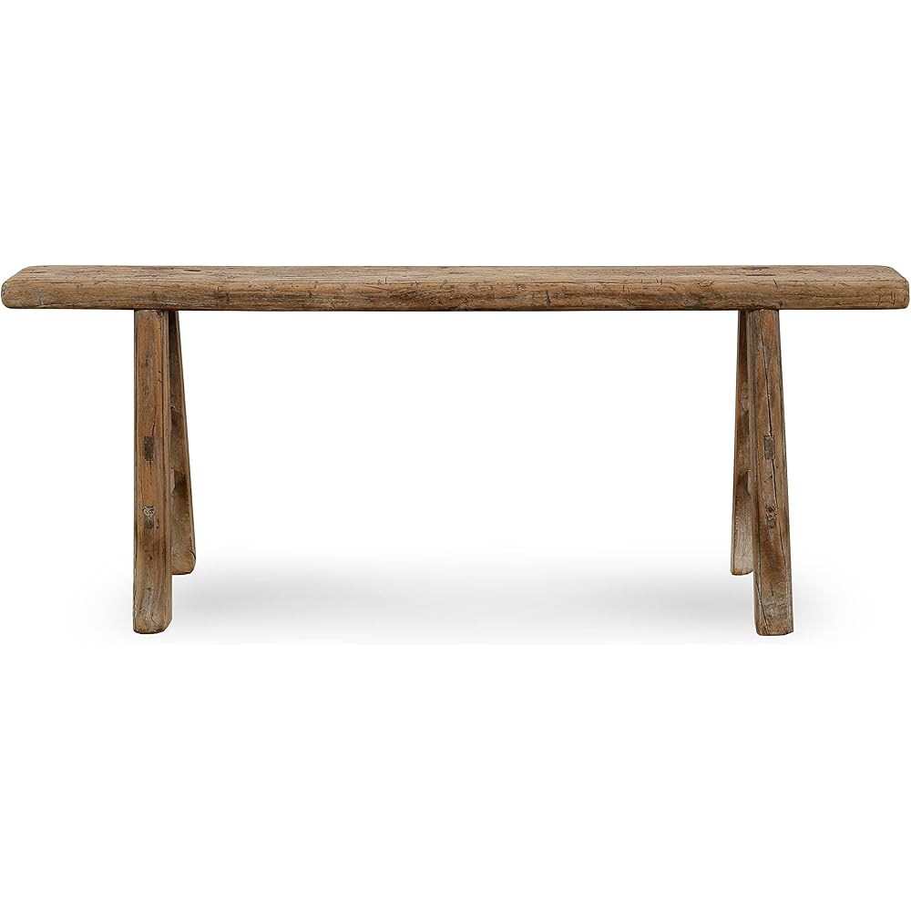 Artissance Handmade Wooden Entryway Bench, Vintage Noodle Bench for Living Room, Bedroom, or Entryway, End of Bed Bench, Weathered Natural Wood Bench Indoor Farmhouse Decor : Home & Kitchen