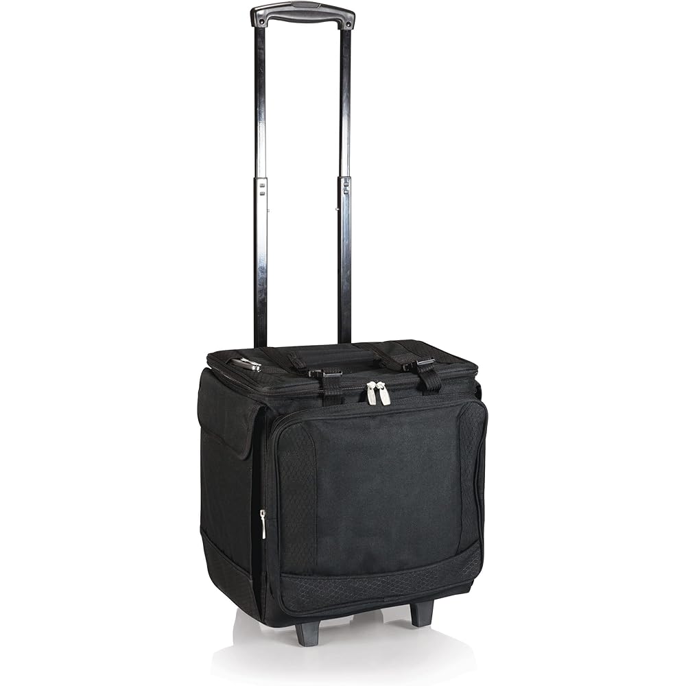 LEGACY - a Picnic Time Brand Bodega Rolling Wine Cooler, Insulated 12-Bottle Tote with Integrated Trolley and Luggage, (Black) : Home & Kitchen