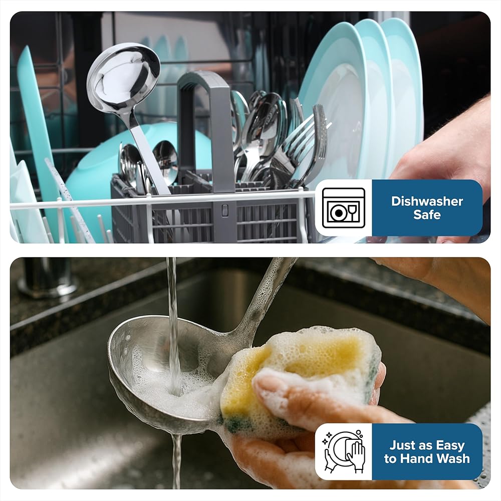 Viking Kitchen Utensils Set, 8 Piece Stainless Steel Cooking Utensil Set, Includes Spatulas, Spoons, Pasta Fork, Deep Ladle, Meat Fork, and Skimmer, Silver: Home & Kitchen