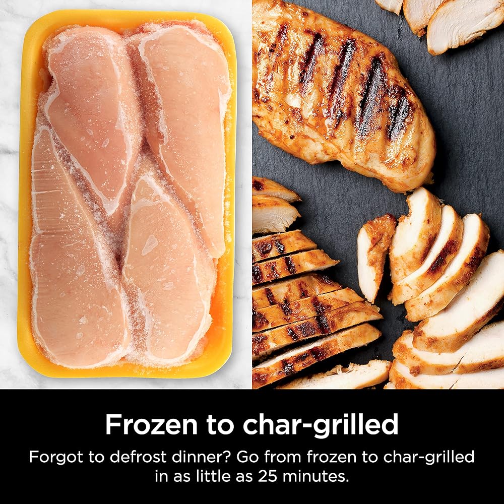 Ninja IG651 Foodi Smart XL Pro 7-in-1 Indoor Grill/Griddle Combo, use Opened or Closed, Air Fry, Dehydrate & More, Pro Power Grate, Flat Top, Crisper, Smart Thermometer, Black: Home & Kitchen
