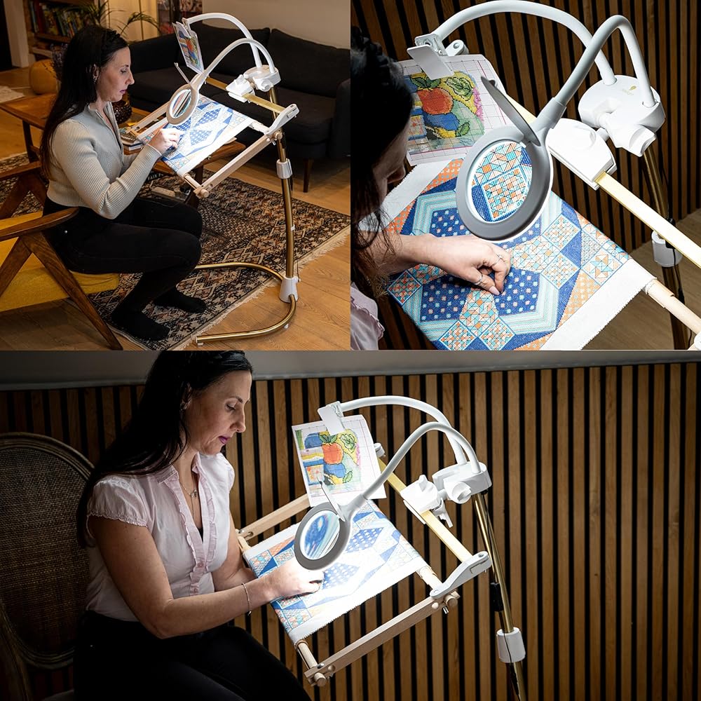 Daylight Company Stitchsmart Stand, Adjustable Embroidery Hoop Stand, Rotated Cross Stitch Stand, Hoop Holder, Hands Free Needlework Stand for Art Craft Sewing Projects,White : Musical Instruments