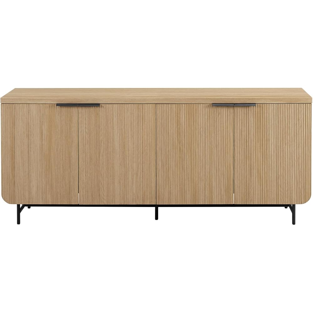 - Walker Edison Reema Fluted 4-Door Kitchen Sideboard Buffet Console, 69 Inch, Coastal Oak - Buffets & Sideboards