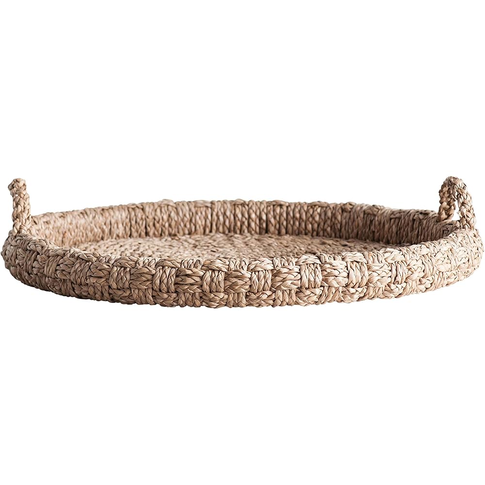 Creative Co-Op Round Braided Bankuan Tray with Handles : Home & Kitchen