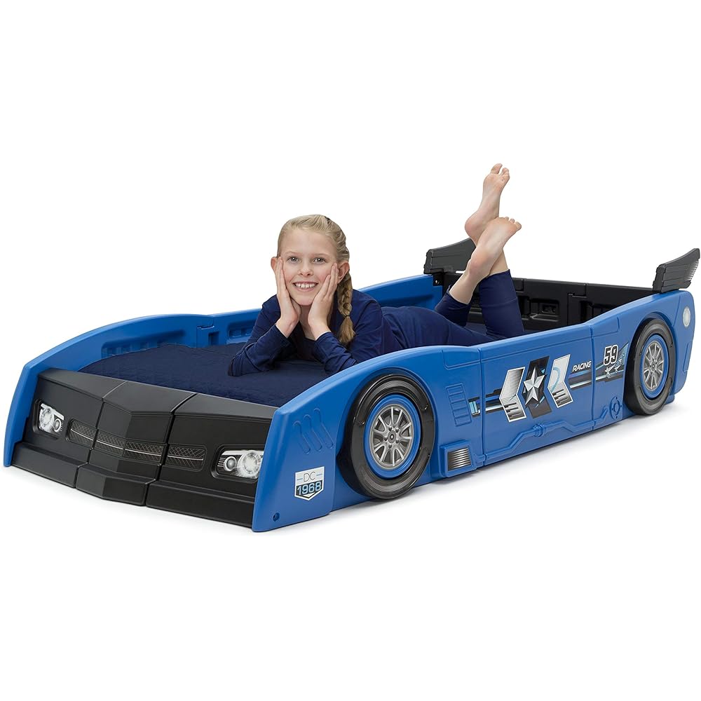 Delta Children Grand Prix Race Car Toddler-to-Twin Bed, Blue
