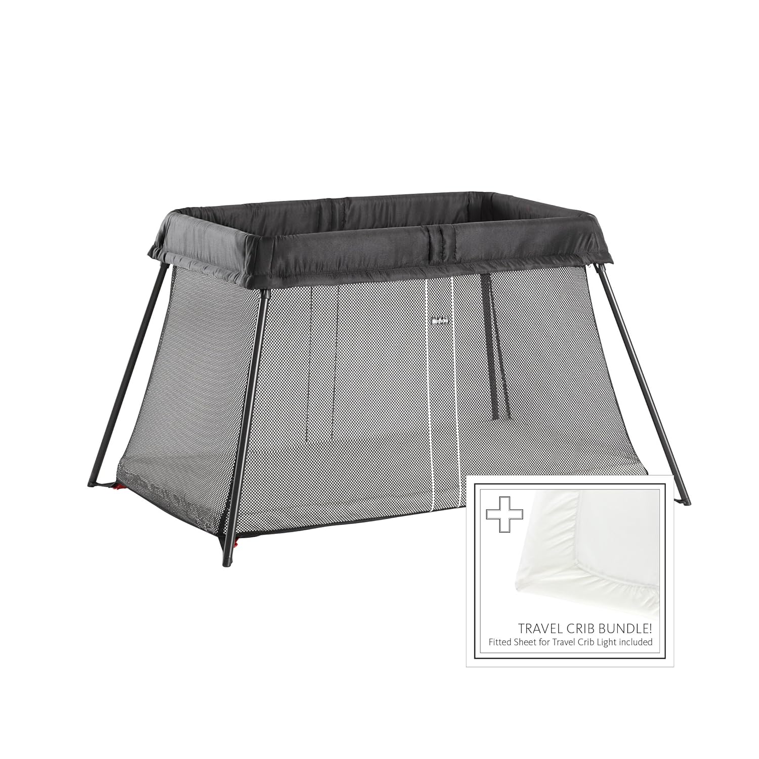 : BabyBjörn Travel Crib Light + Fitted Sheet Bundle Pack, Black, One Size (640001US) : Baby