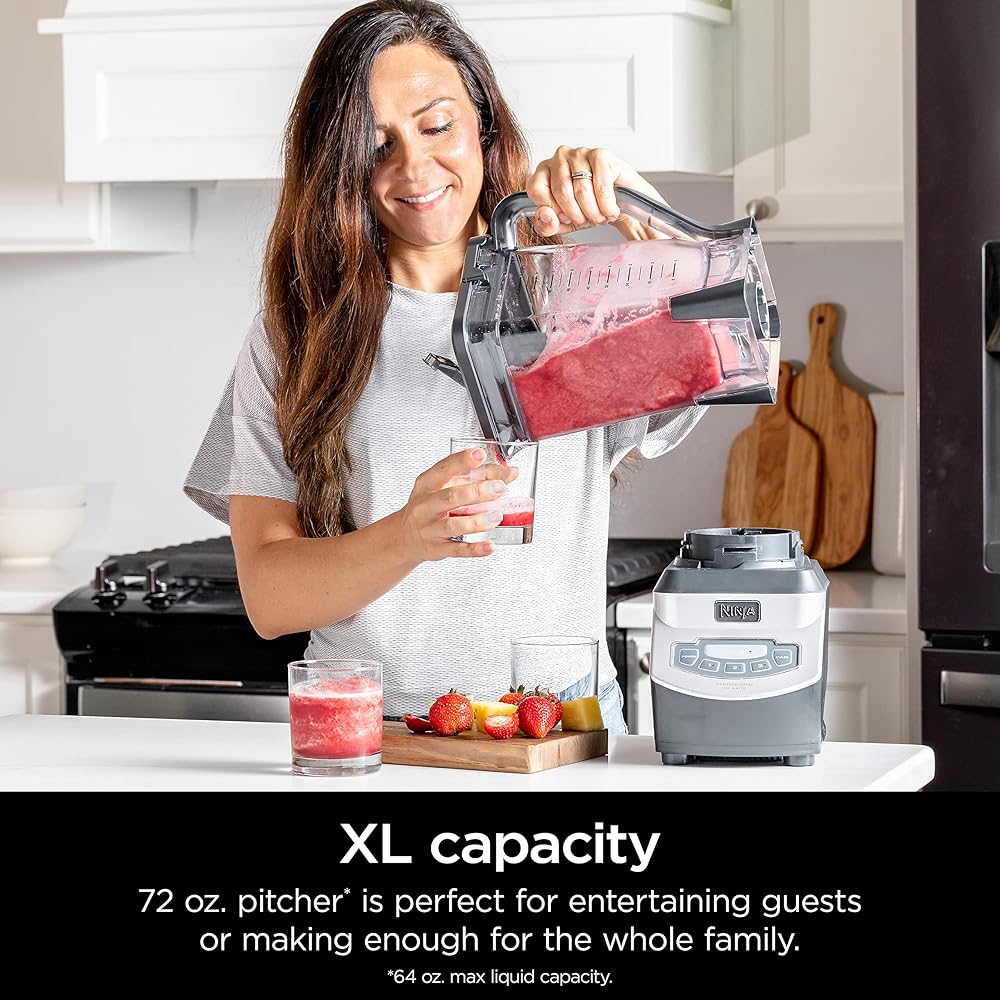 Ninja BL660 Professional Compact Smoothie & Food Processing Blender, 1100-Watts, 3 Functions -for Frozen Drinks, Smoothies, Sauces, & More, 72-oz.* Pitcher, (2) 16-oz. To-Go Cups & Spout Lids, Gray: Electric Countertop Blenders: Home &