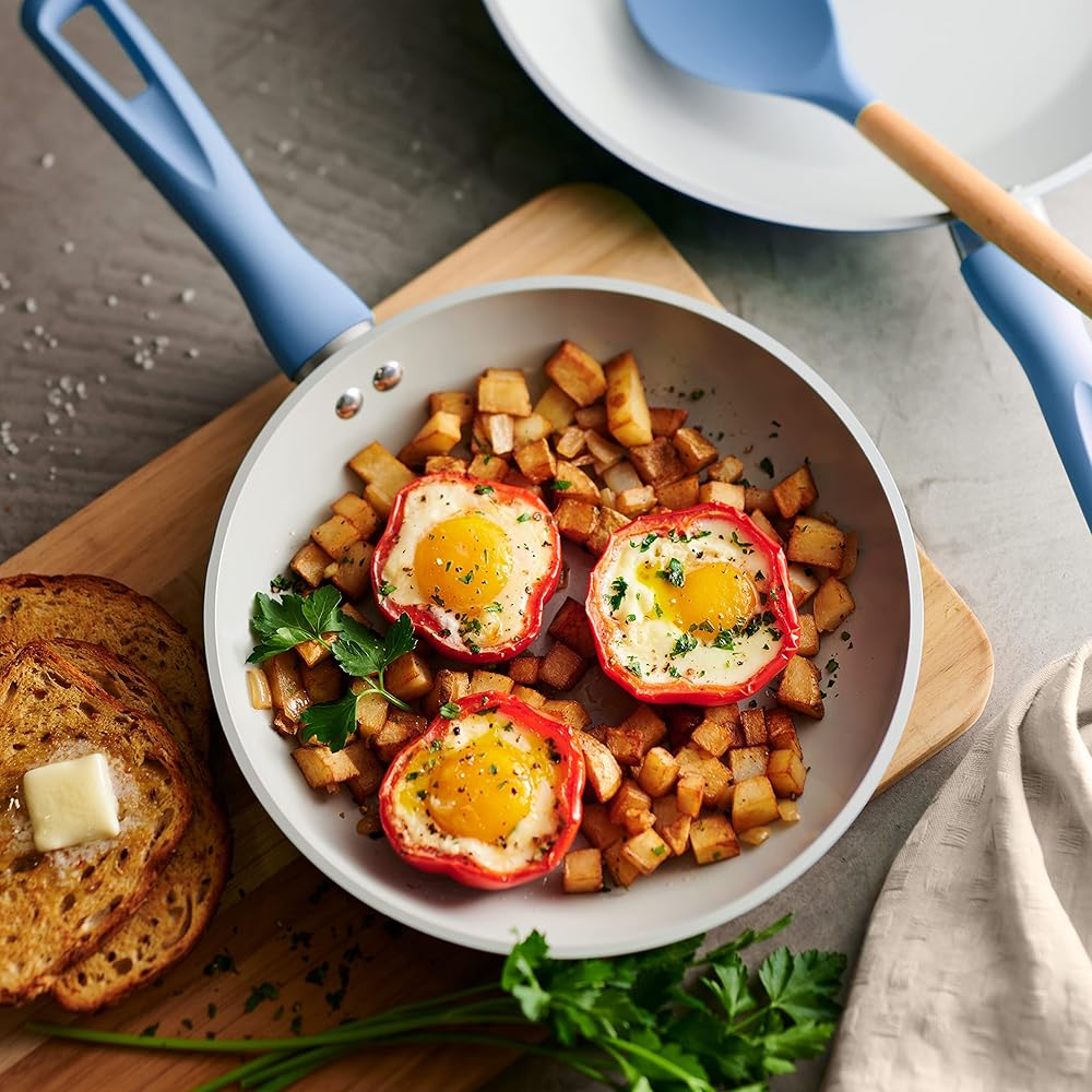 Tramontina Solara 14-Piece Ceramic Non Stick Cookware Set with Lids, Heavy-Gauge Aluminum Pots and Pans Kitchen Set with Nonstick Coating, Dishwasher and Oven Safe (Blue): Home & Kitchen