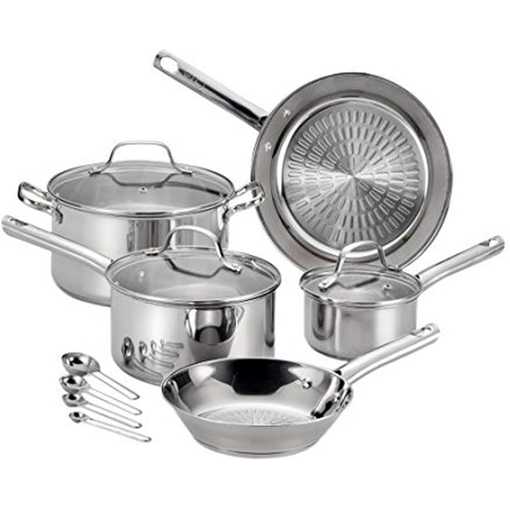 T-fal Performa Stainless Steel Cookware Set 12 Piece Induction Oven Broiler Safe 500F Pots and Pans, Dishwasher Safe Silver: Home & Kitchen