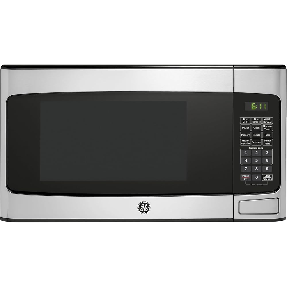 GE GCST11X1WSS Microwave Oven, 950-watt 6 Auto Cooking Settings, Child-Lock Technology, Kitchen Essentials for The Countertop, Dorm Room or Apartment, 1.1 Cu. Ft, Stainless Steel : Home & Kitchen