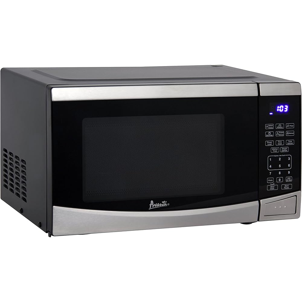 Avanti MT09V3S Microwave Oven 900-Watts Compact with 10 Power Levels and 6 Pre Cooking Settings, Speed Defrost, Electronic Control Panel and Glass Turntable, 0.9-Cu.Ft, Stainless Steel : Home & Kitchen