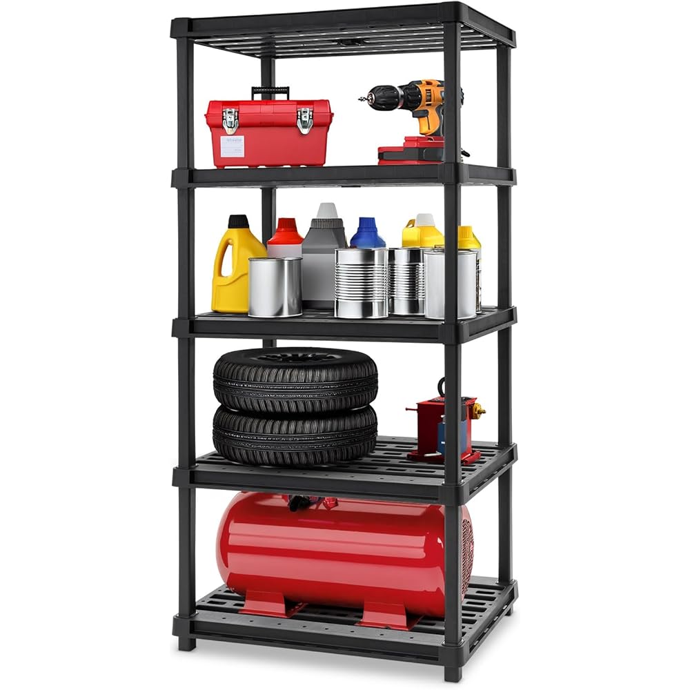 IRIS USA 5-Shelf Extra Heavy Duty Deep Plastic Storage Shelves, 1000lb Capacity, 75