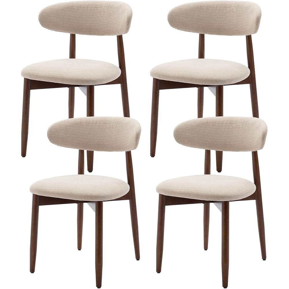 - COLAMY Wooden Dining Chairs Set of 4, Modern Fabric Upholstered Kitchen Side Chairs, Farmhouse Dining Room Chair with Foot Pegs, Beige - Chairs