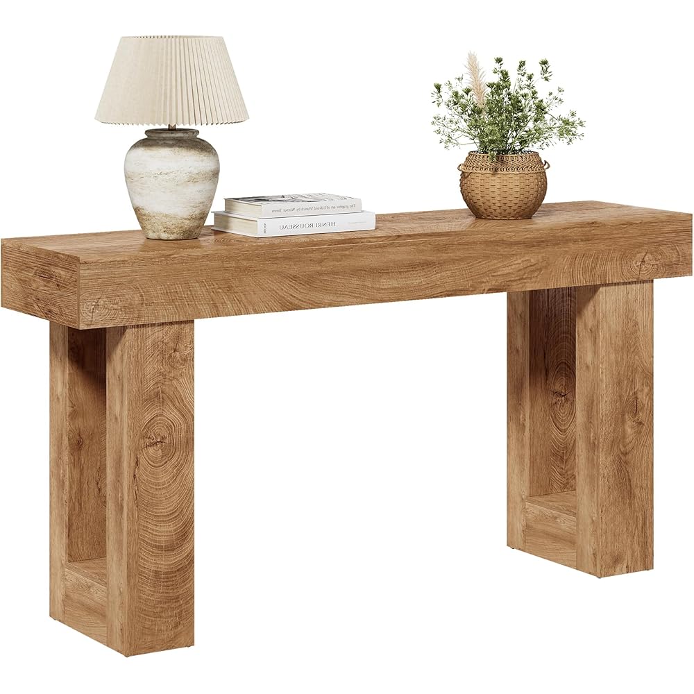 LITTLE TREE 63 Inches Long Console Table for Entryway, Sofa Table Behind Couch, Wooden Entry Table Foyer Hallway Table, Industrial Console Sofa Table for Living Room, Oak Color : Home & Kitchen