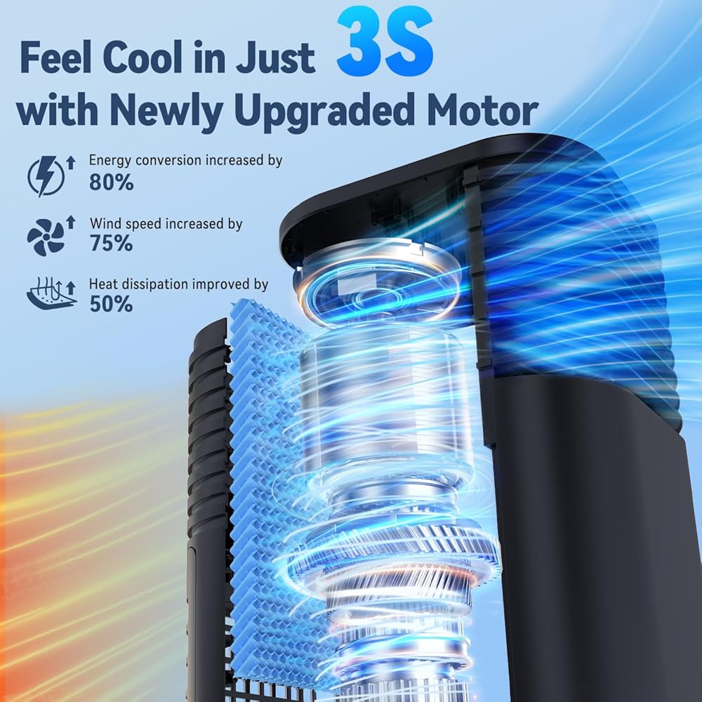 FANCOLE Windowless Portable Air Conditioners with 4Modes & 3Speeds, 15H Timer for Smart Auto-off, 2Gal Tank for 20H Cooling, Evaporative Air Cooler 17 FT Remote, 120° Swing Swamp Cooler No Hose Needed : Home & Kitchen