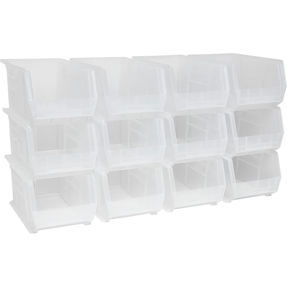 Akro-Mils 30240 AkroBins Plastic Storage Bins, Space-Saving Stackable Bins for Garage, Pantry, Craft Organization, 15-Inch x 8-Inch x 7-Inch, Clear, 12-Pack : Home & Kitchen