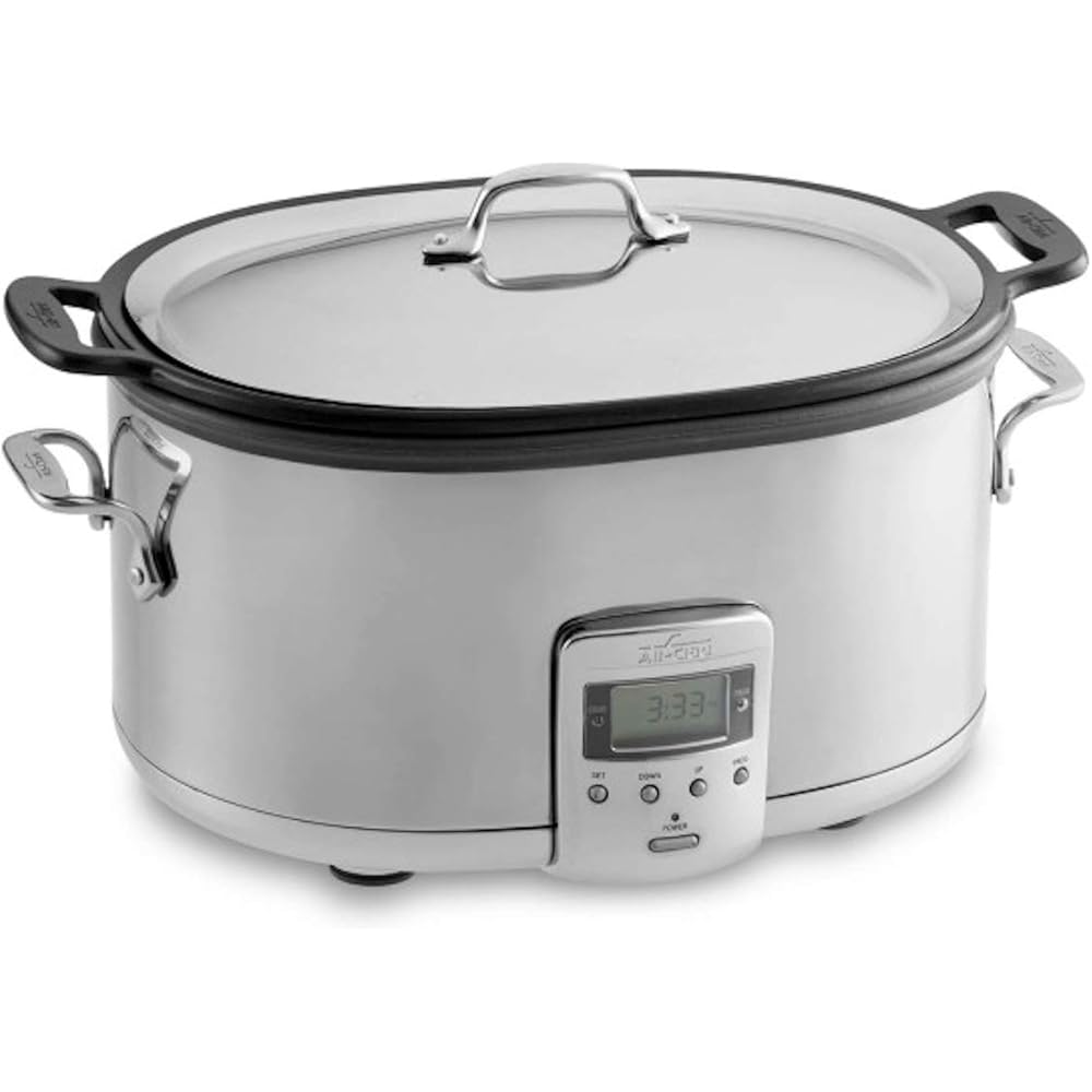 All-Clad Stainless Steel Electric Slow Cooker 7-Quart, Programmable LCD Timer, Aluminum Insert, Slow Cookers, Small Kitchen Appliances, Silver: Home & Kitchen