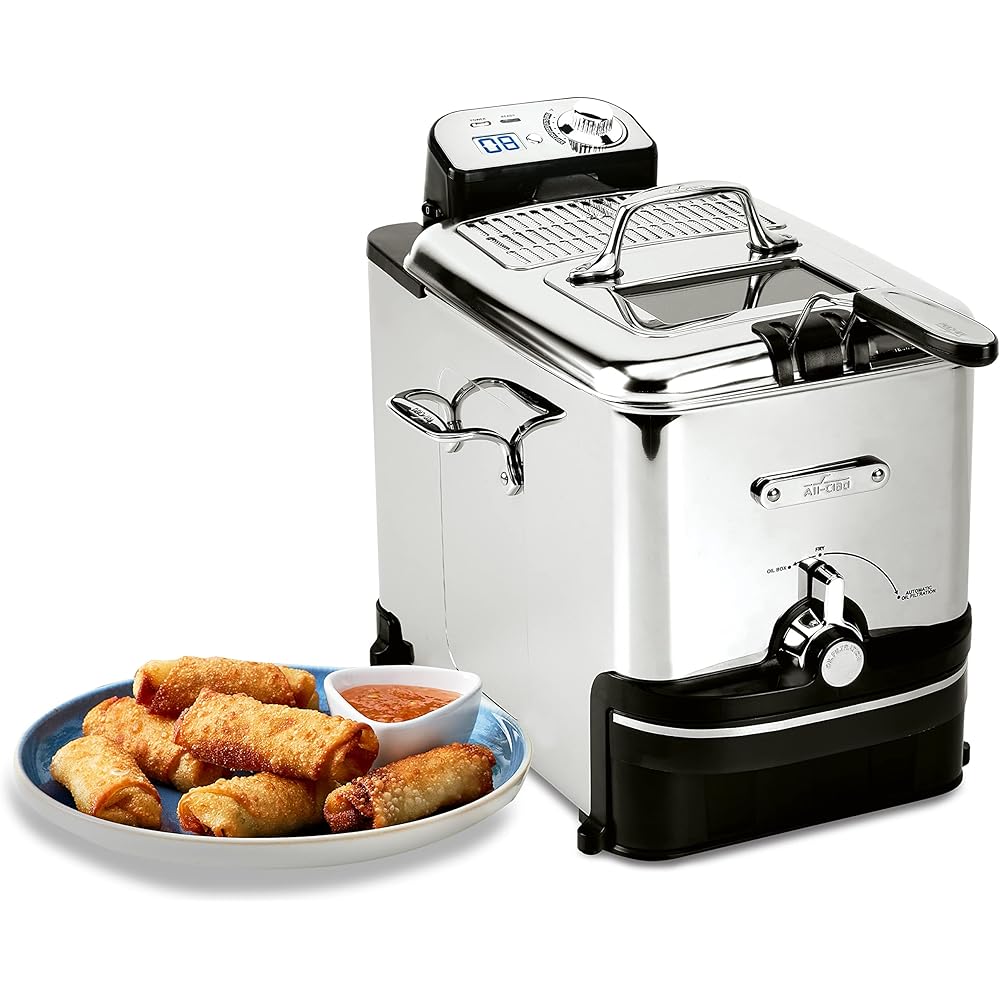 All-Clad Electric Deep Fryer with Basket and Lid, Stainless Steel Deep Fryer for Home Use, 1700W, Dishwasher Safe: Home & Kitchen