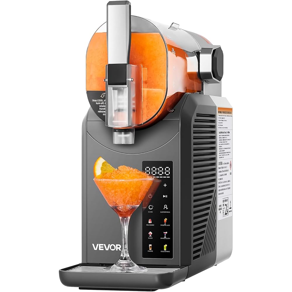 VEVOR Slushie Machine, 2L/68oz No Ice Needed Slushy Machine for Home, Frozen Drink Maker with 6 Preset Programs, Margarita Machine with Self-Cleaning, Frozen Margaritas, Frappés, Milkshake, and More: Home & Kitchen