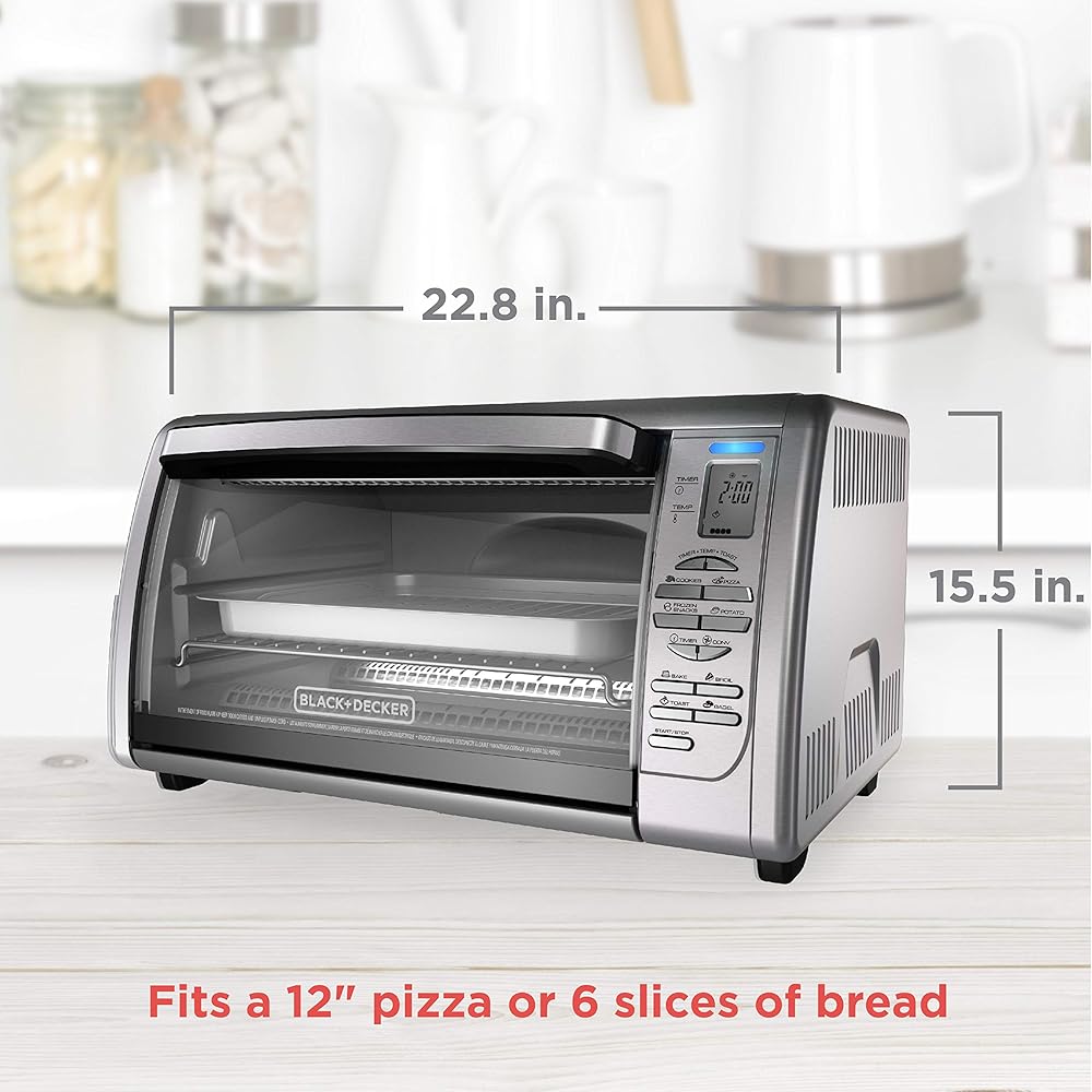 Black+Decker Countertop Convection Toaster Oven, 8 One-touch Cooking Functions, Stainless Steel: Toaster Ovens: Home & Kitchen