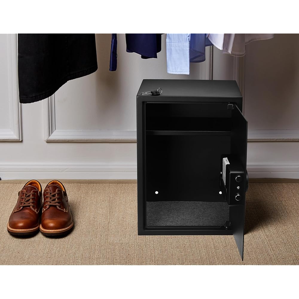 Amazon Basics Steel Home Security Electronic Safe with Programmable Keypad Lock for Documents, Jewelry, Valuables, 1.8 Cubic Feet, Black, 13.8