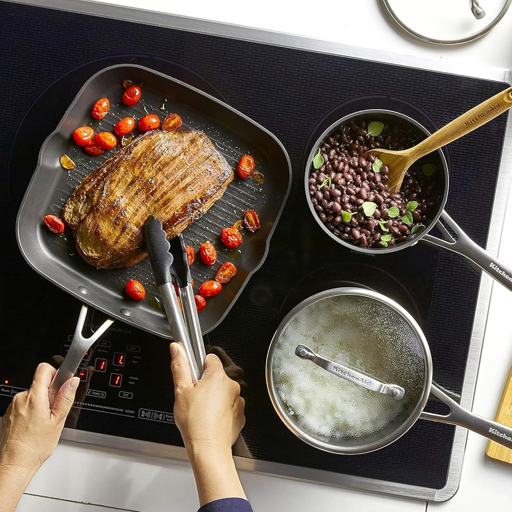 KitchenAid Hard Anodized Induction Nonstick Cookware Pots and Pans Set, 10 Piece, Matte Black: Home & Kitchen