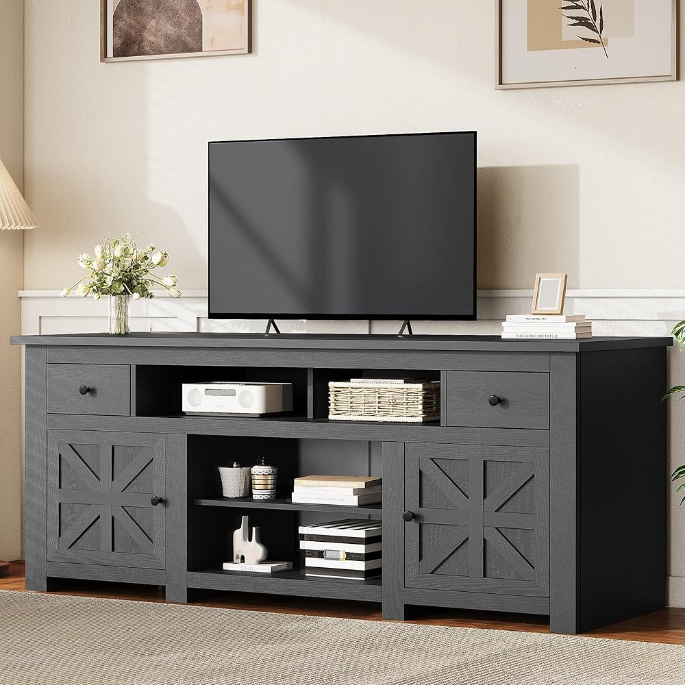 YITAHOME TV Stand for 75/80 Inch TV, Entertainment Center, TV Cabinet with Drawers and Power Outlet, Black TV Console for Living Room Furniture (70 Inch Lenght 30 Inch High) : Home & Kitchen