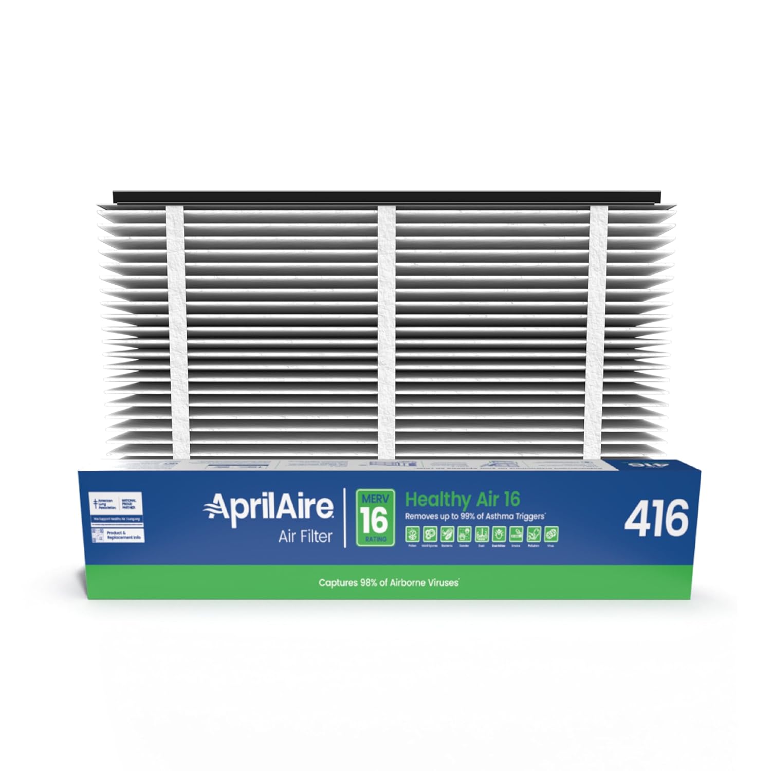 AprilAire 416 Replacement Filter for AprilAire Whole House Air Purifiers - MERV 16, Allergy, Asthma, & Virus, 16x25x4 Air Filter (Pack of 2) : Home & Kitchen