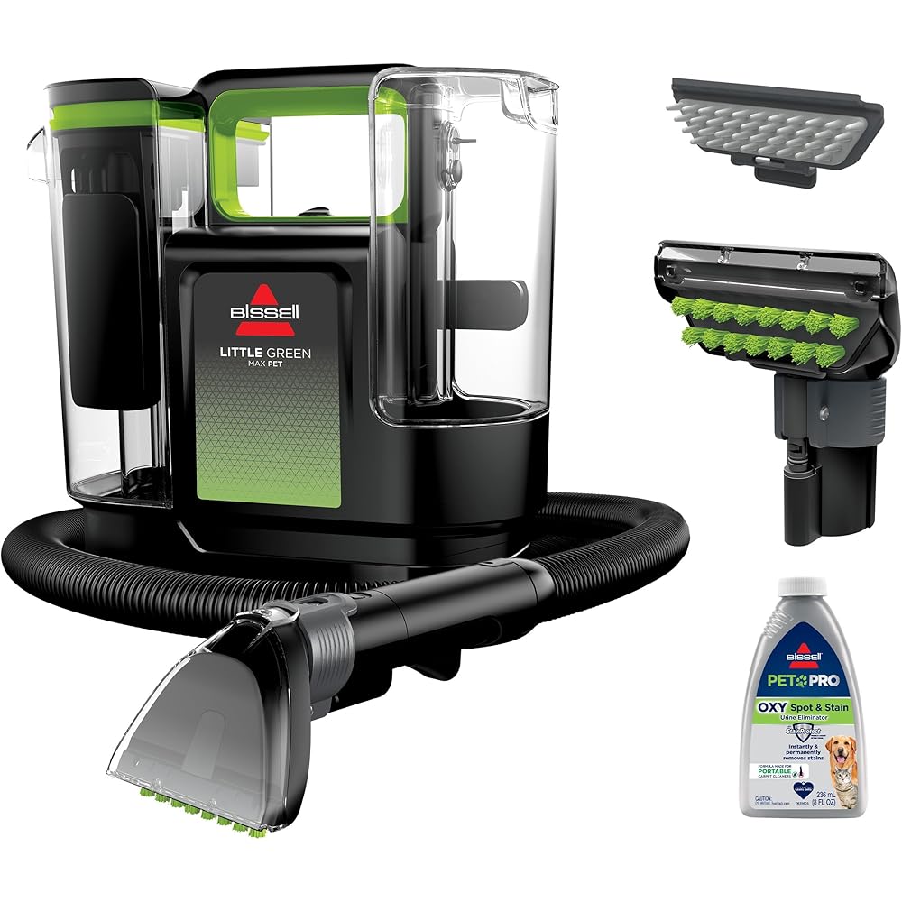 - BISSELL® Little Green® Max Pet Portable Carpet and Upholstery Deep Cleaner, Car/Auto Detailer, with Self-Cleaning Tough Stain Tool and Pet Hair Removal Tool (3860)
