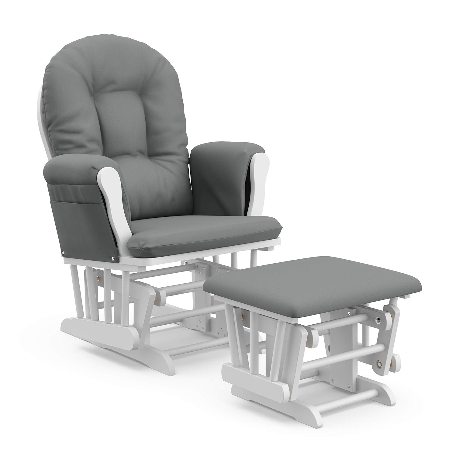 Storkcraft Premium Hoop Glider & Ottoman (White/Gray) — GREENGUARD Gold Certified Nursery Glider, Solid Wood Craftsmanship, Smooth-Gliding Nursery Chair and Ottoman, Award-Winning : Baby