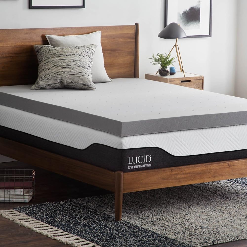 Lucid 4 Inch Ventilated Bamboo Charcoal Memory Foam Mattress Topper, CertiPUR-US Certified, Moisture and Odor Control-Queen : Home & Kitchen