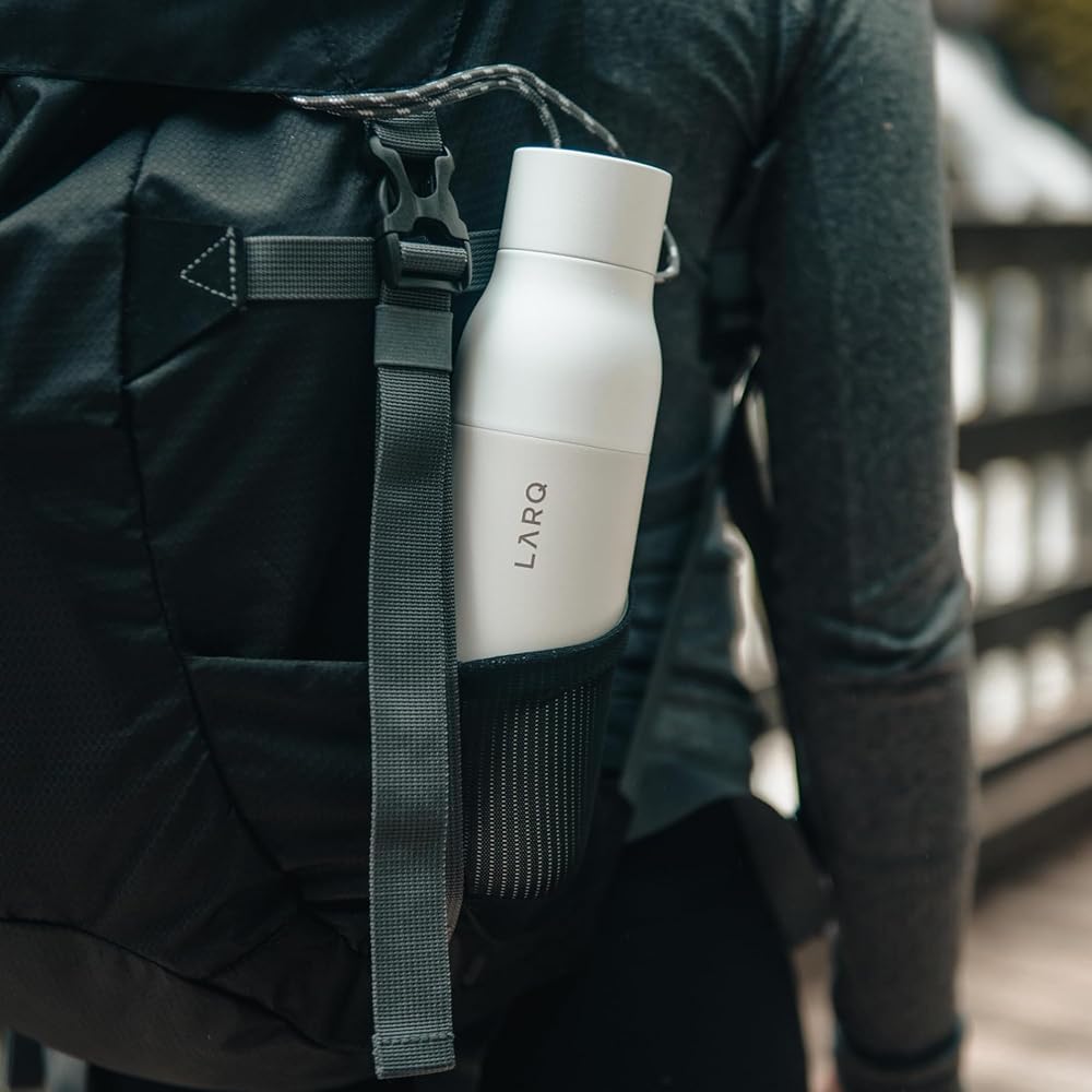 LARQ Bottle PureVis 25 oz - Self-Cleaning and Insulated Stainless Steel Water Bottle with UV Water Purifier and Award-winning Design | Reusable & Travel Friendly, Granite White : Sports & Outdoors