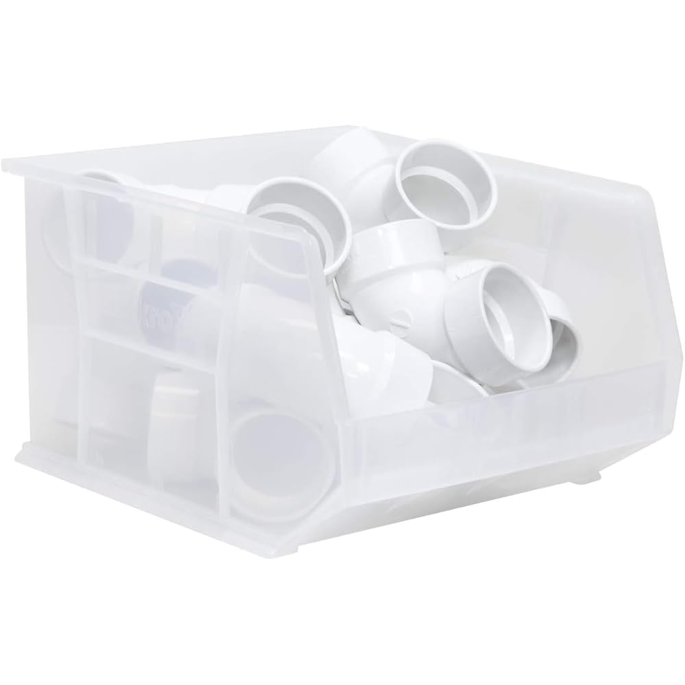 Akro-Mils 30270 AkroBins Plastic Hanging Stackable Storage Organizer Bin, 18-Inch x 16-Inch x 11-Inch, Clear, 3-Pack - Open Home Storage Bins -