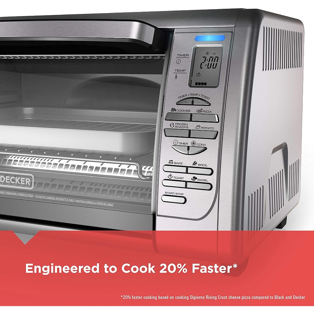 Black+Decker Countertop Convection Toaster Oven, 8 One-touch Cooking Functions, Stainless Steel: Toaster Ovens: Home & Kitchen
