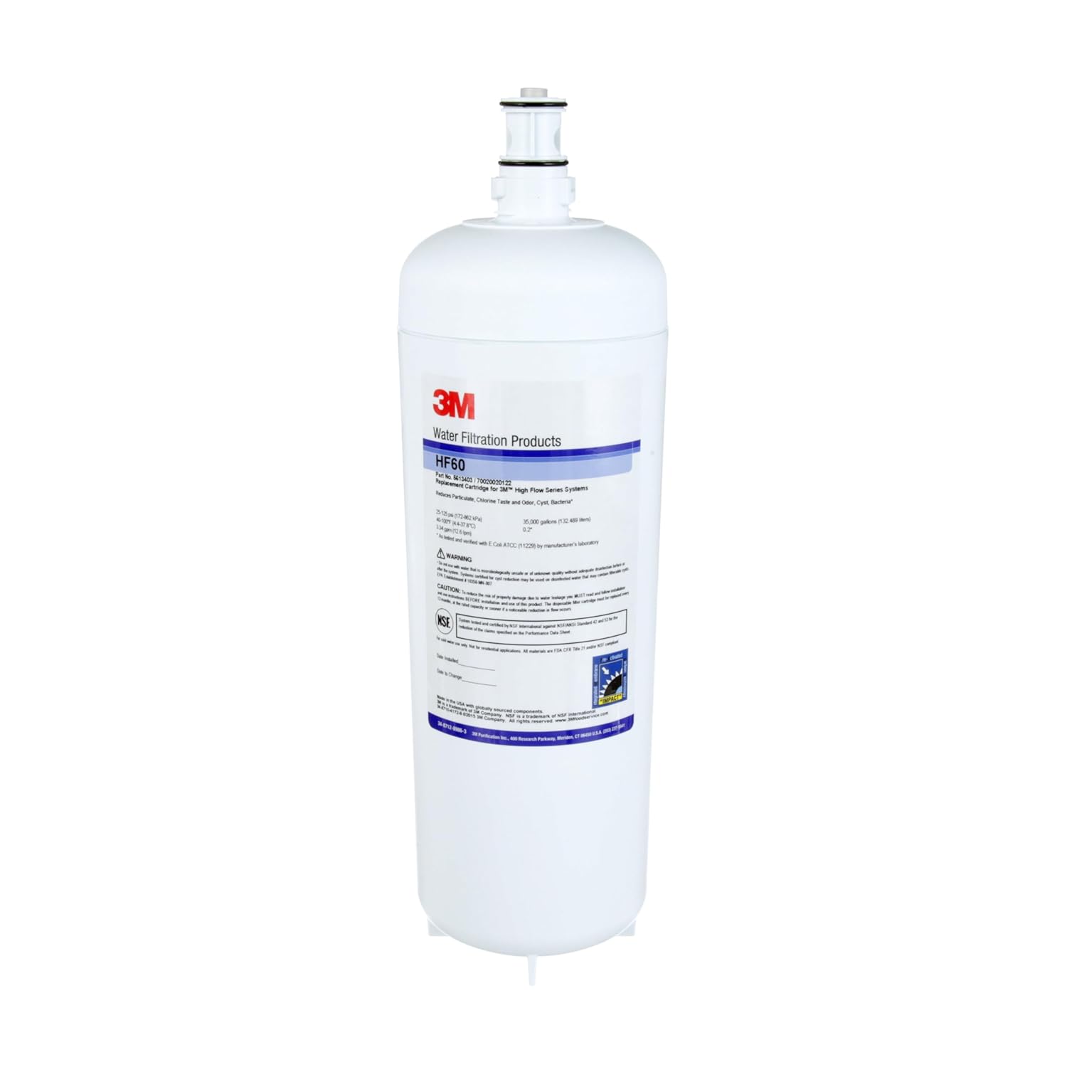 3M Water Filtration Products Filter Cartridge, Model HF60, 35000 Gallon Capacity, 3.4 gpm Flow Rate, 0.2 Micron : Tools & Home Improvement