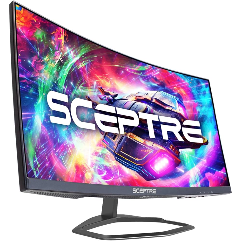 Sceptre Curved 24.5-inch Gaming Monitor up to 240Hz 1080p R1500 1ms DisplayPort x2 HDMI x2 Blue Light Shift Build-in Speakers, Machine Black 2023 (C255B-FWT240) : Electronics