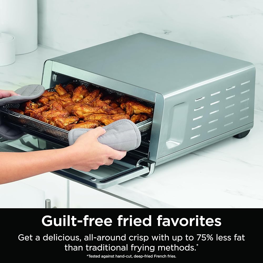 Ninja Flip Toaster Oven&Air Fryer, 8-in-1 Functionality, Flip Up&Away Capability for Storage Space, LargeCapacity, Air Fry Basket, SheetPan, Wire Rack&Removable Crumb Tray, Stainless,1800 watts, SP151 : Home & Kitchen