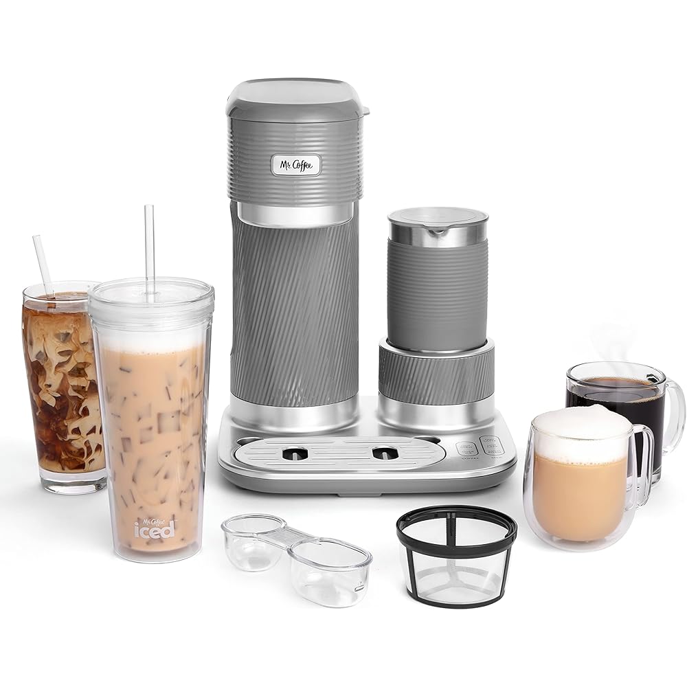Mr. Coffee 4-in-1 Latte Lux Iced Hot Coffee Maker with Built-In Milk Frother Single-Serve 22 Ounces: Home & Kitchen