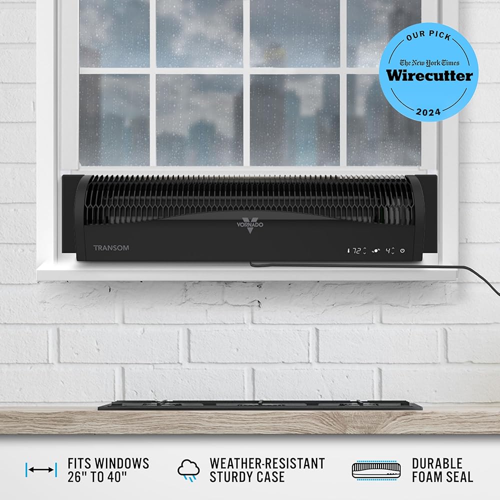 Vornado TRANSOM Window Fan with 4 Speeds, Remote Control, Reversible Exhaust Mode, Weather Resistant Case, Black, Whole Room : Home & Kitchen